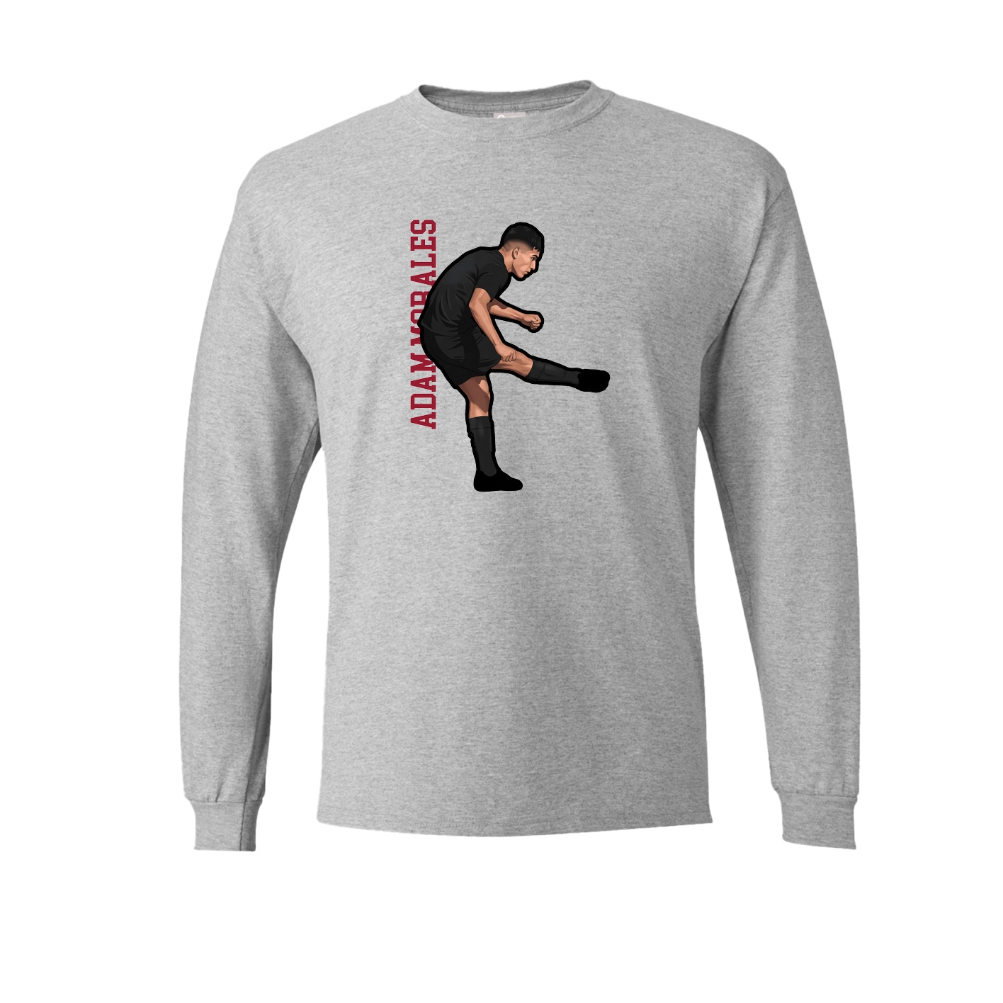 Long Sleeve Tee — Name Vertical in Grey
