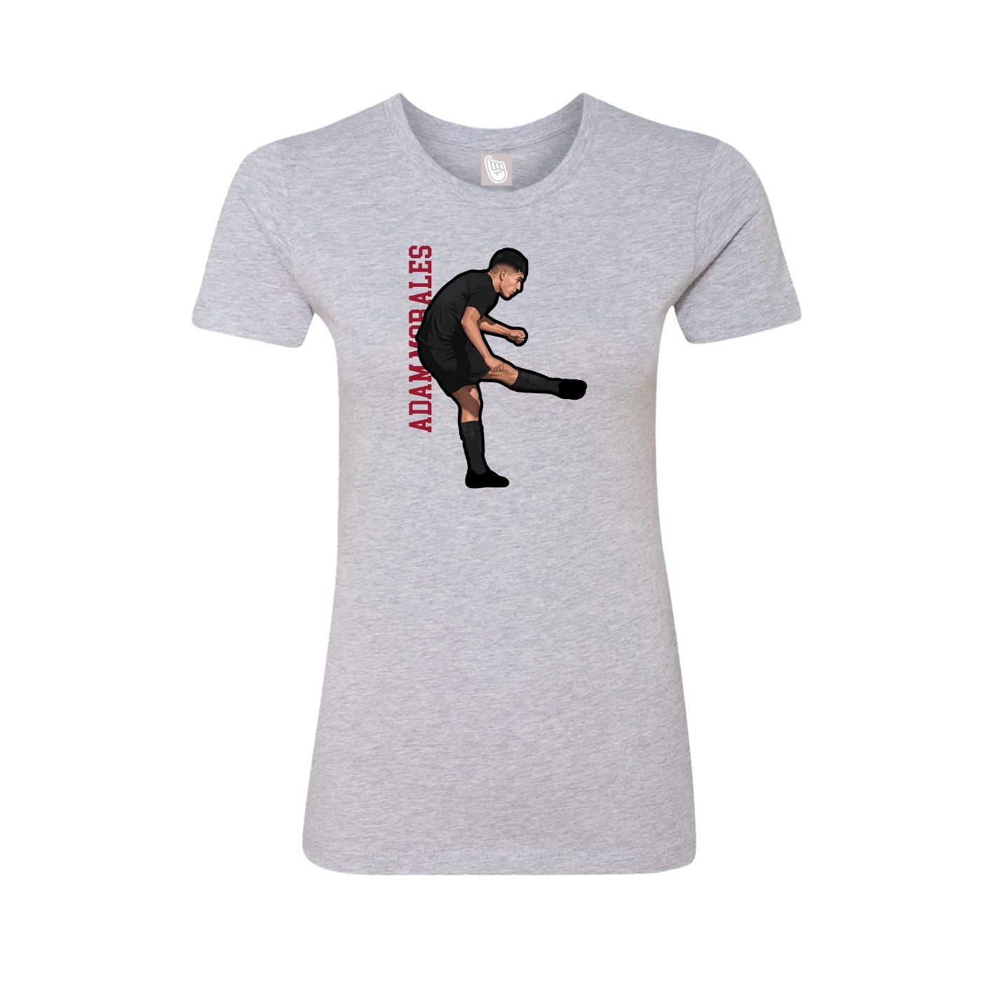 Fitted Women's Tee — Name Vertical in Grey