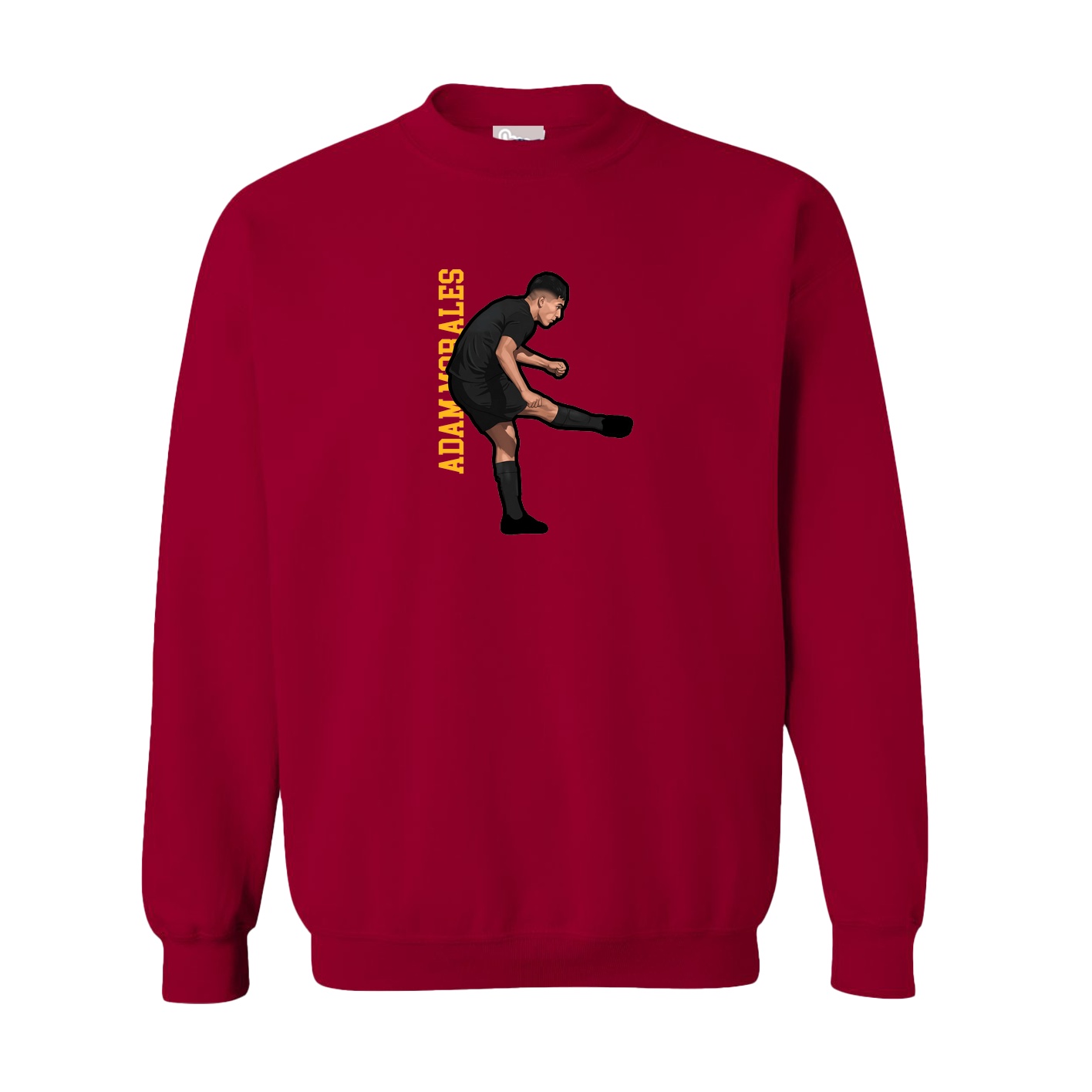 Fleece Crew — Name Vertical in Cardinal