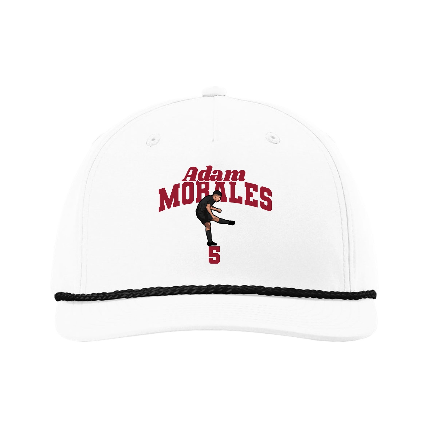 Five-Panel Classic Rope Cap — Signature Arch in White