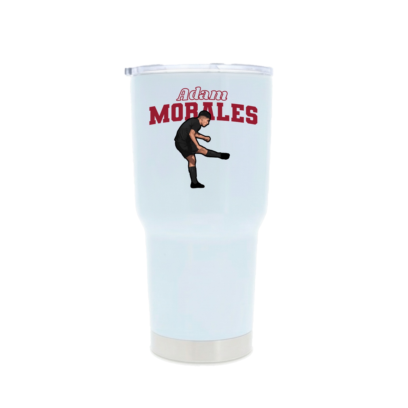 30oz Stainless Steel Tumbler — Name Arch in White