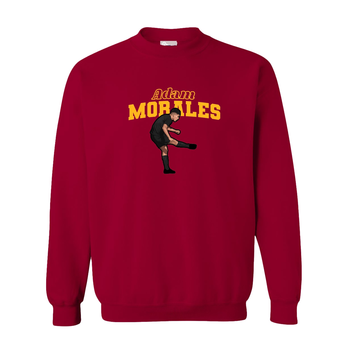 Fleece Crew — Name Arch in Cardinal