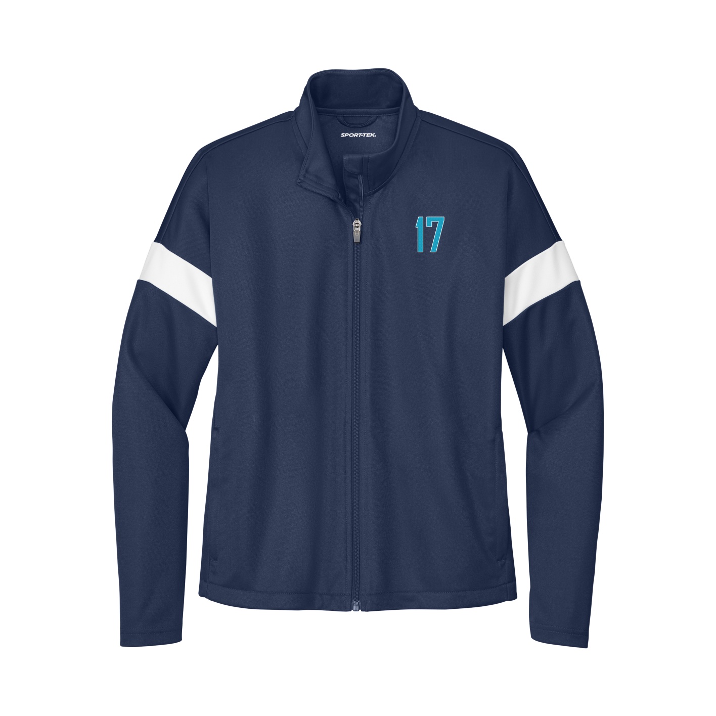 Womens Team Travel Full-Zip Jacket — Front Shirsy in Navy/White