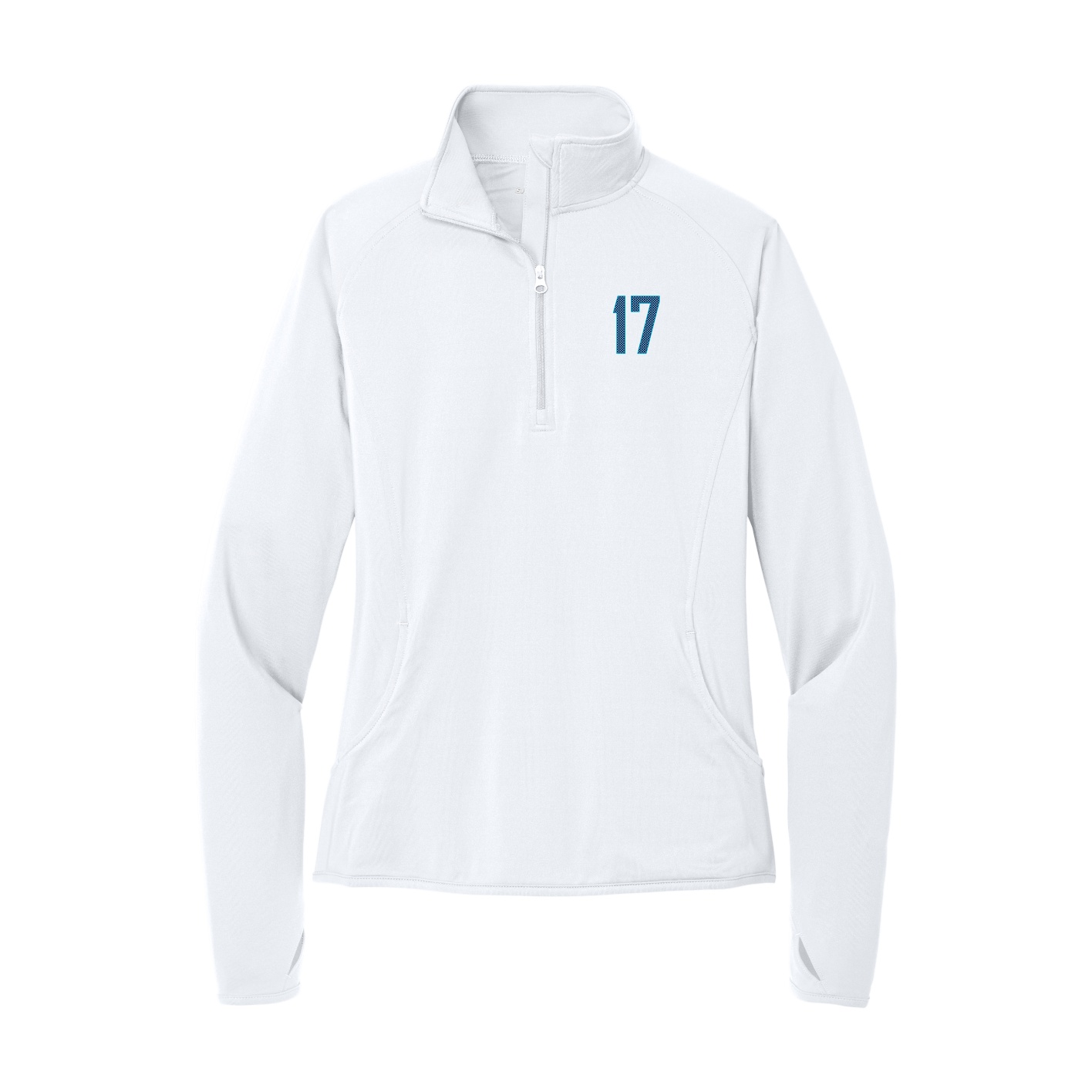 Women's Q-Zip Pullover — Front Shirsy in White
