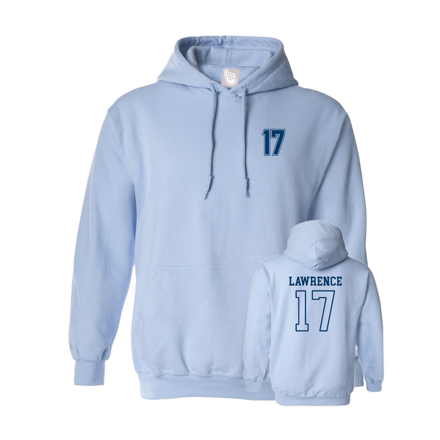 Hoodie — Chest Back in Light Blue