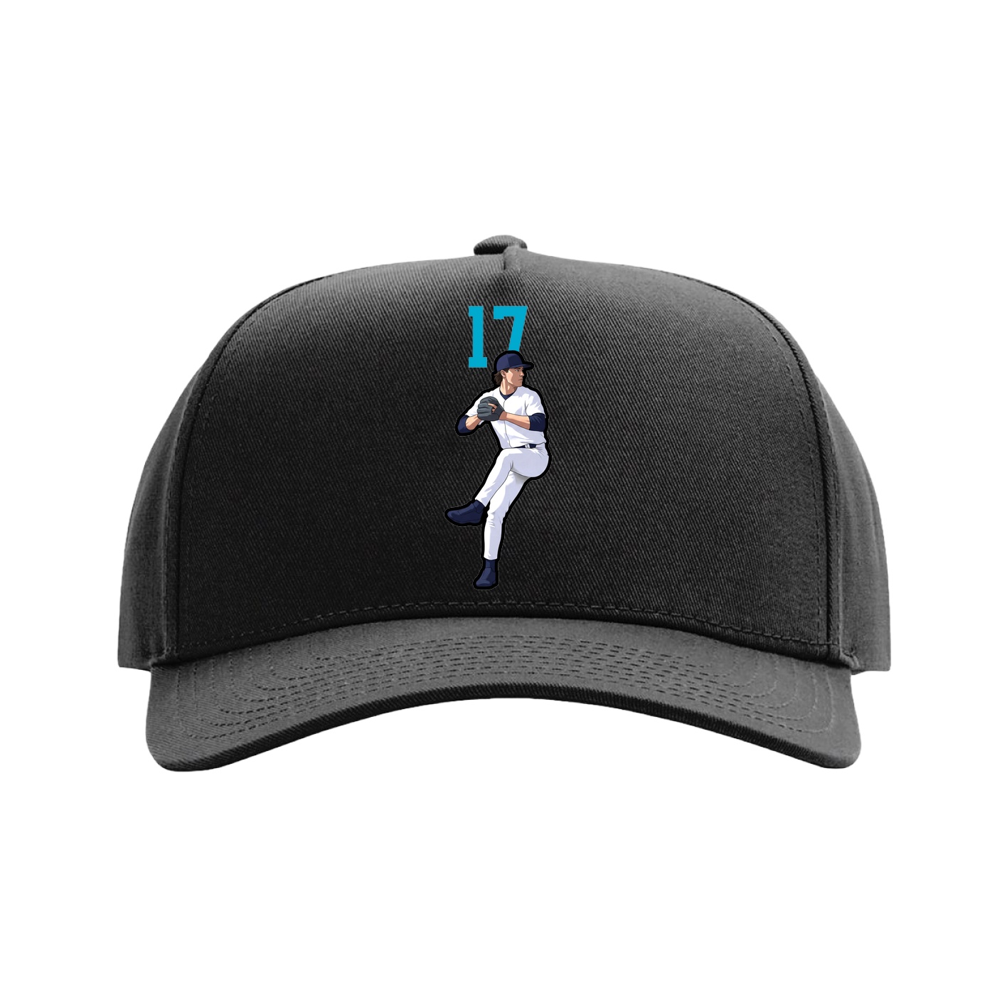 Full Fabric Five-Panel Champ Cap — Number Top in Black
