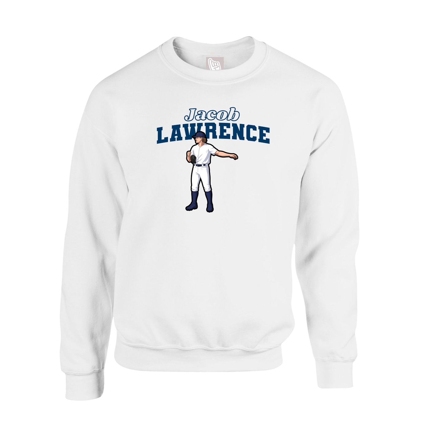 Fleece Crew — Name Arch in White
