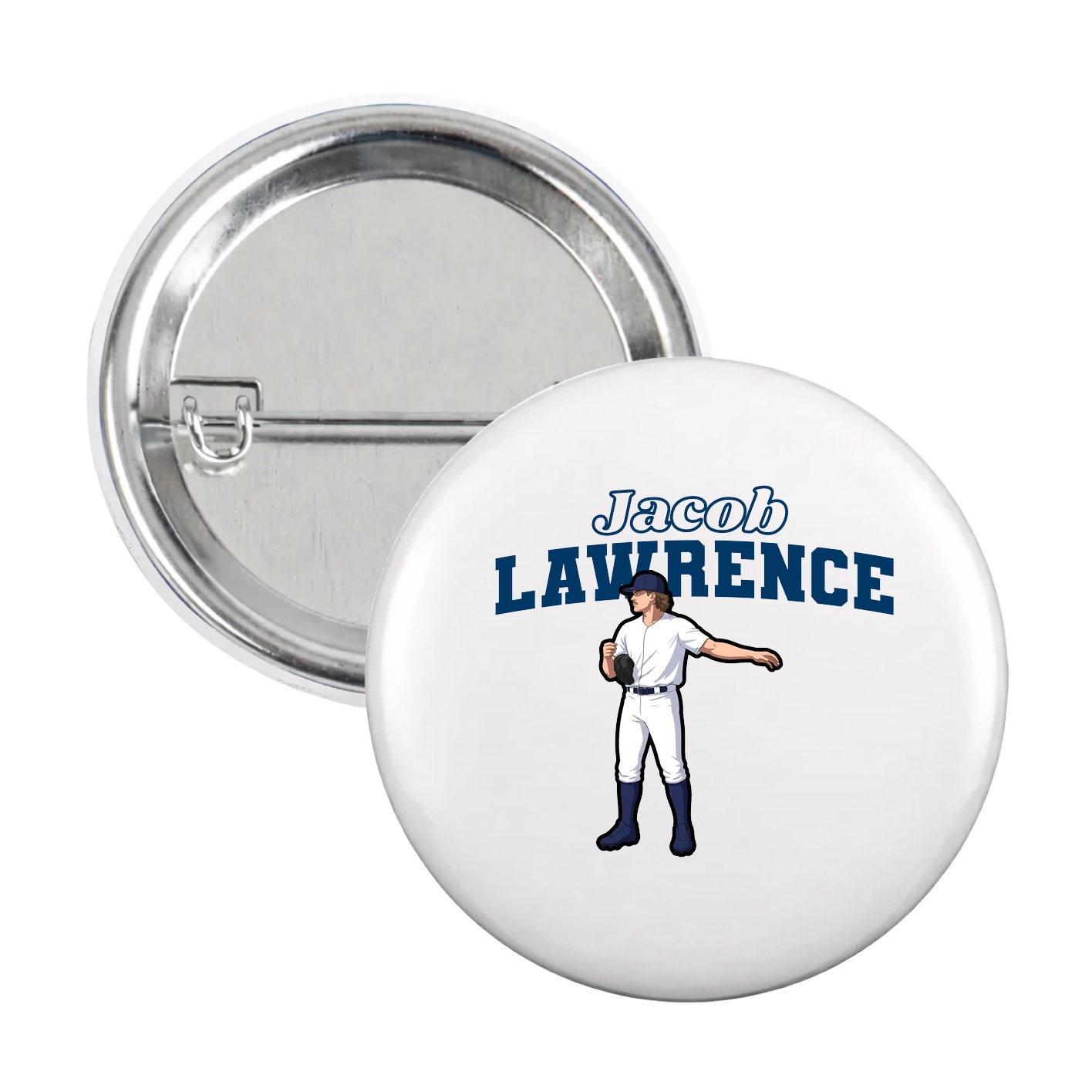 Game Day Button — Name Arch in White
