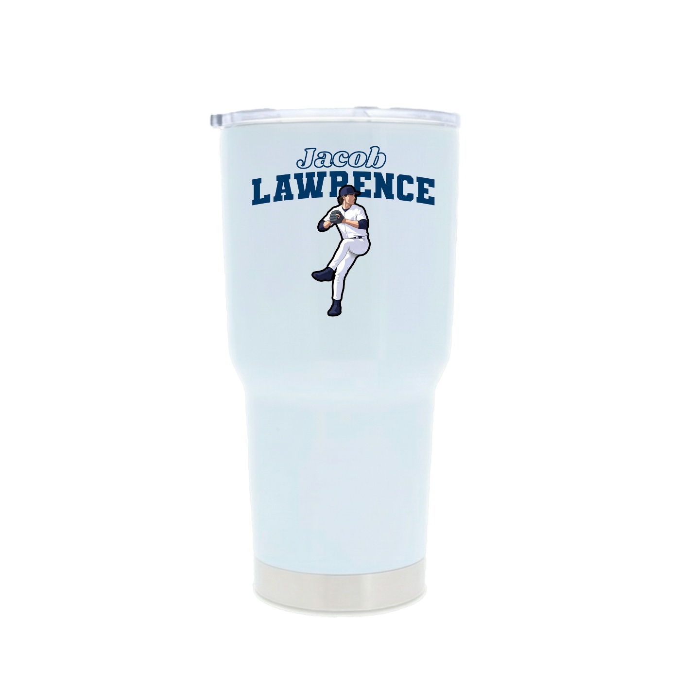 30oz Stainless Steel Tumbler — Name Arch in White