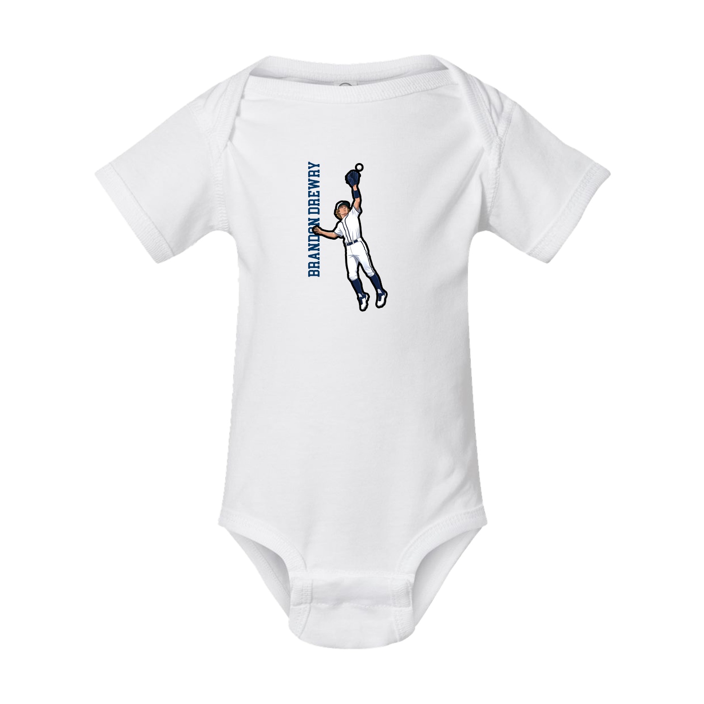 Baby Onesie — Name Vertical in White