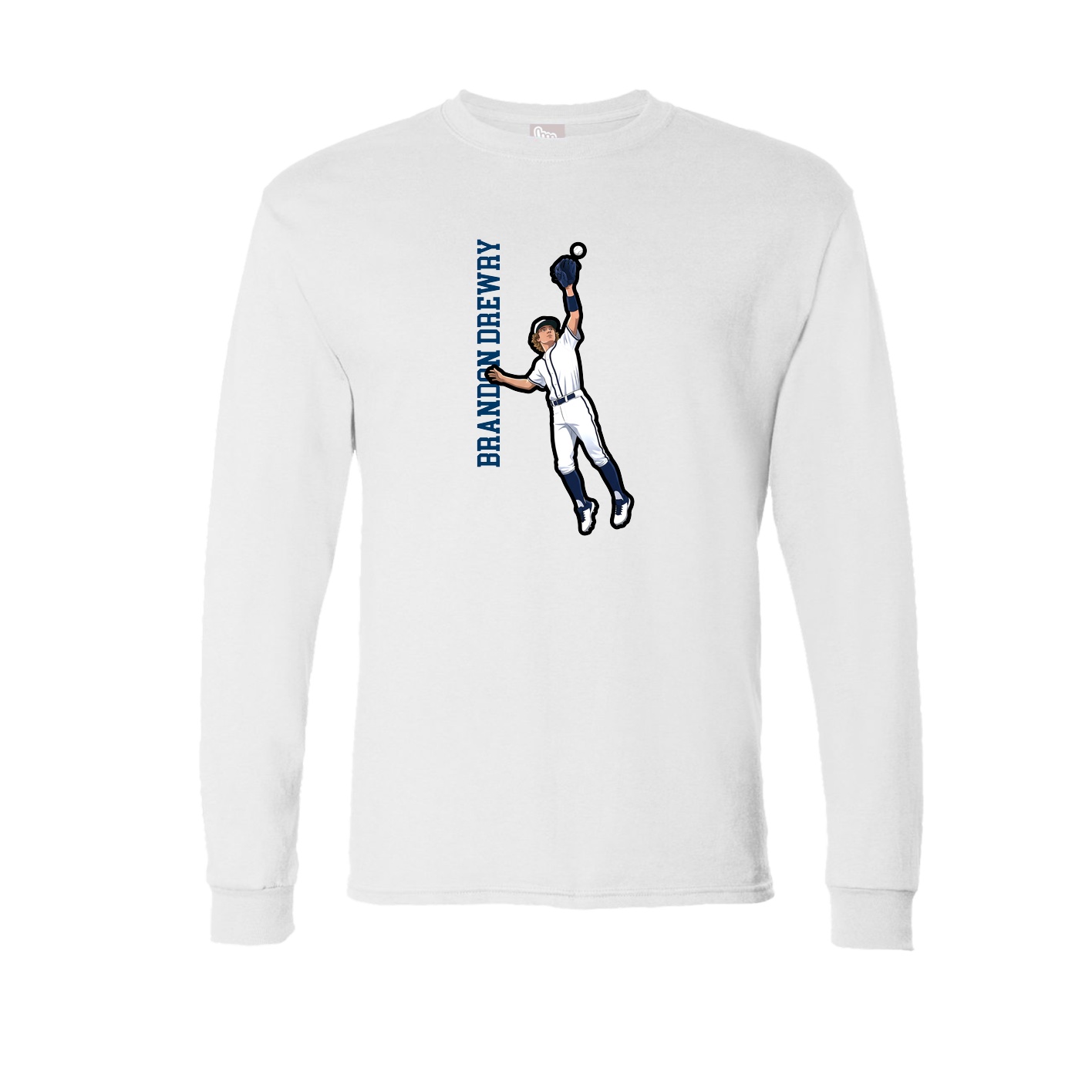 Long Sleeve Tee — Name Vertical in White