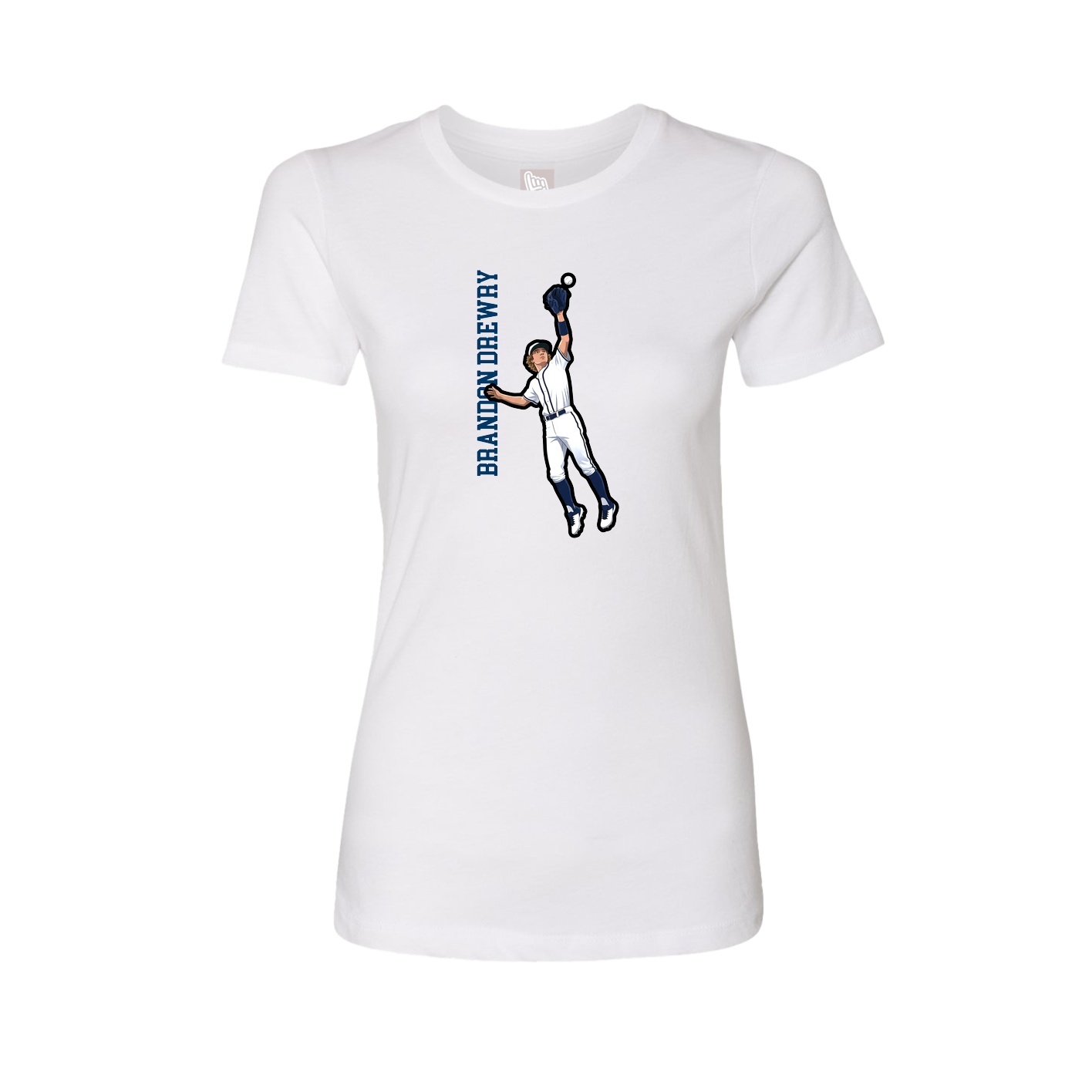 Womens Tee — Name Vertical in White