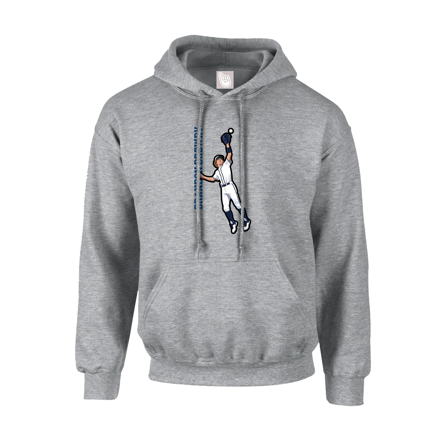 Hoodie — Name Vertical in Grey