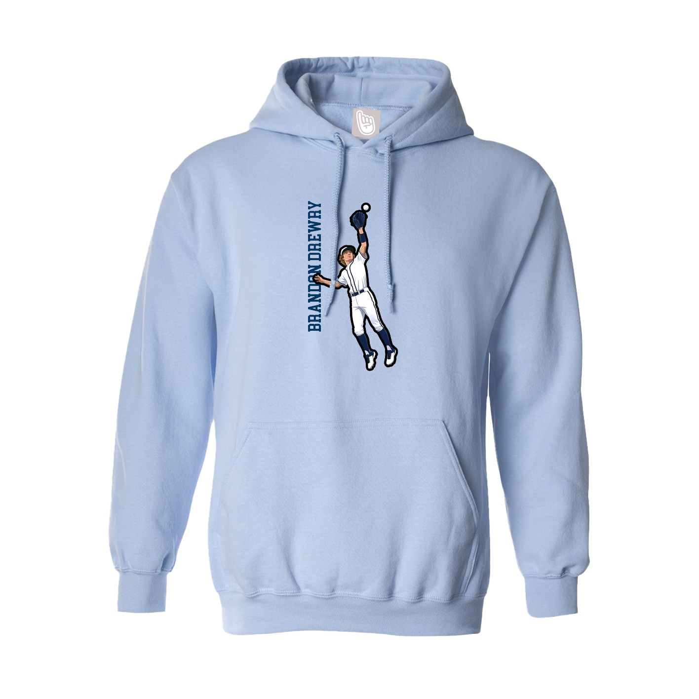Hoodie — Name Vertical in Light Blue