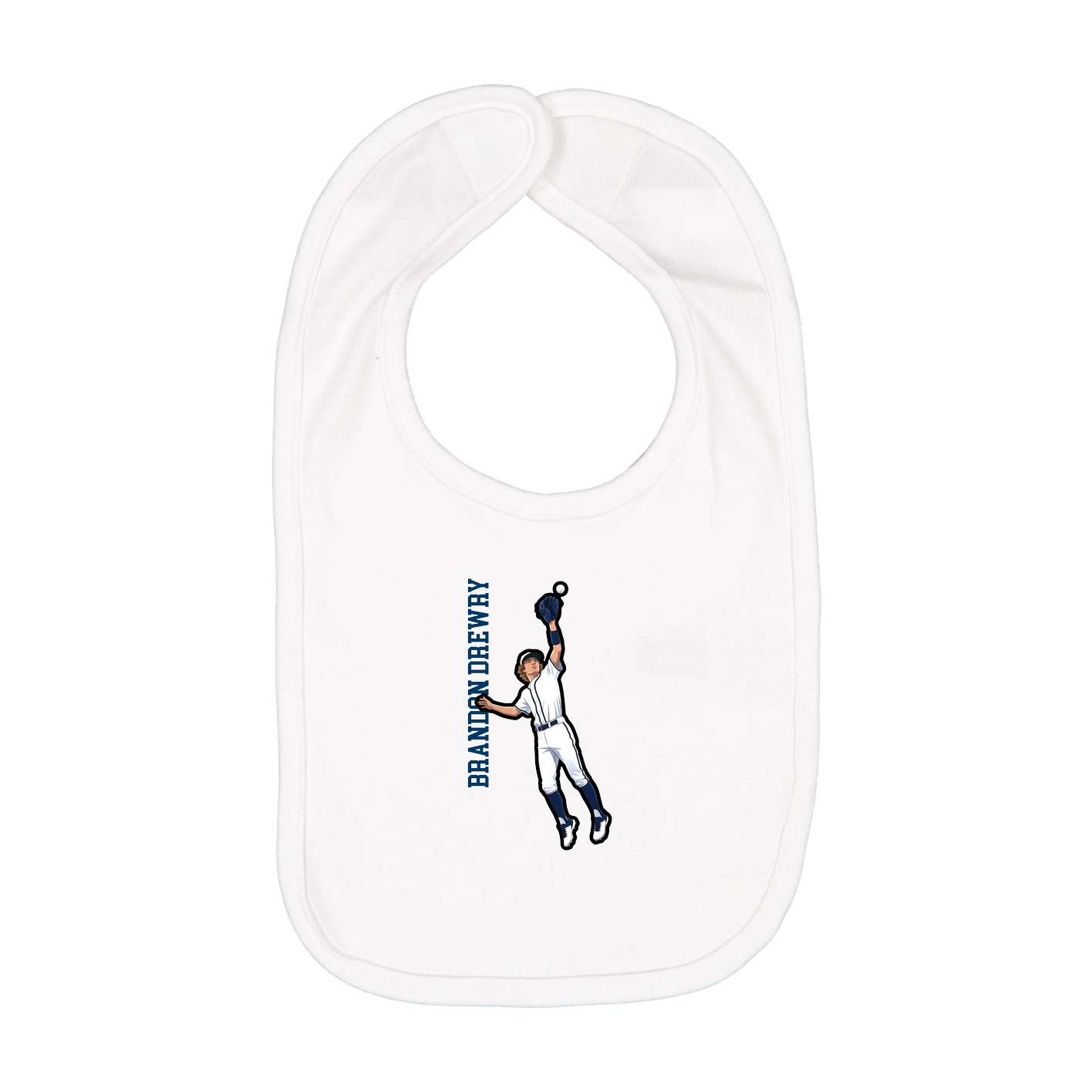 Infant Bib — Name Vertical in White