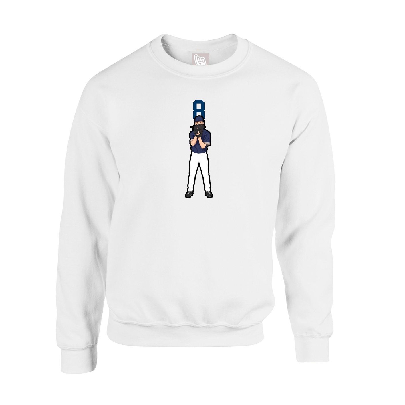 Fleece Crew — Number Top in White