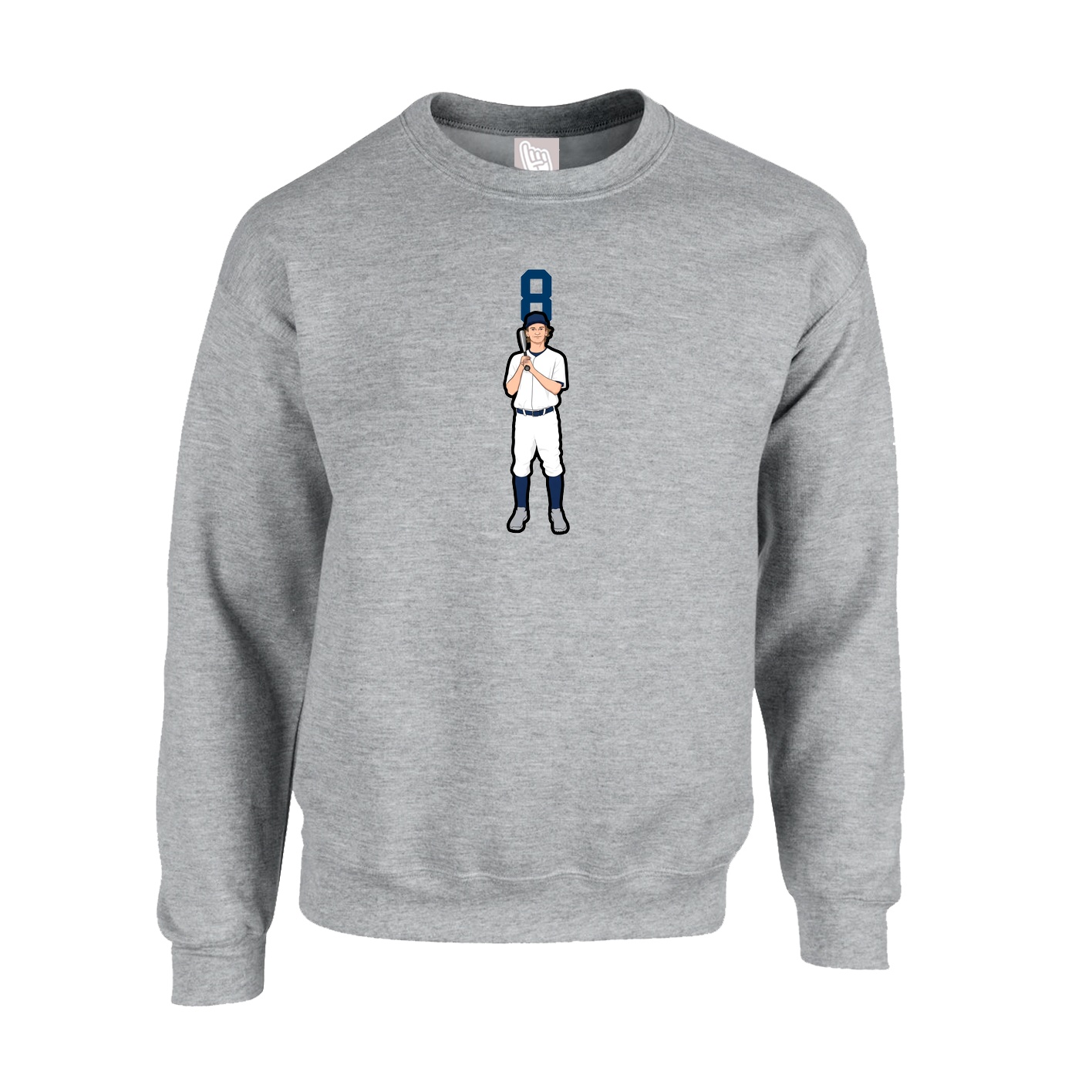Fleece Crew — Number Top in Grey