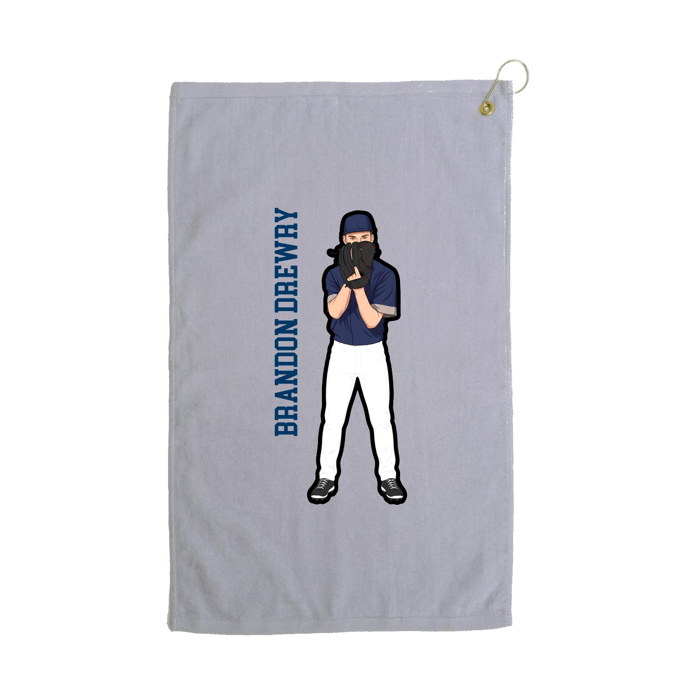 Golf Towel — Name Vertical in Grey