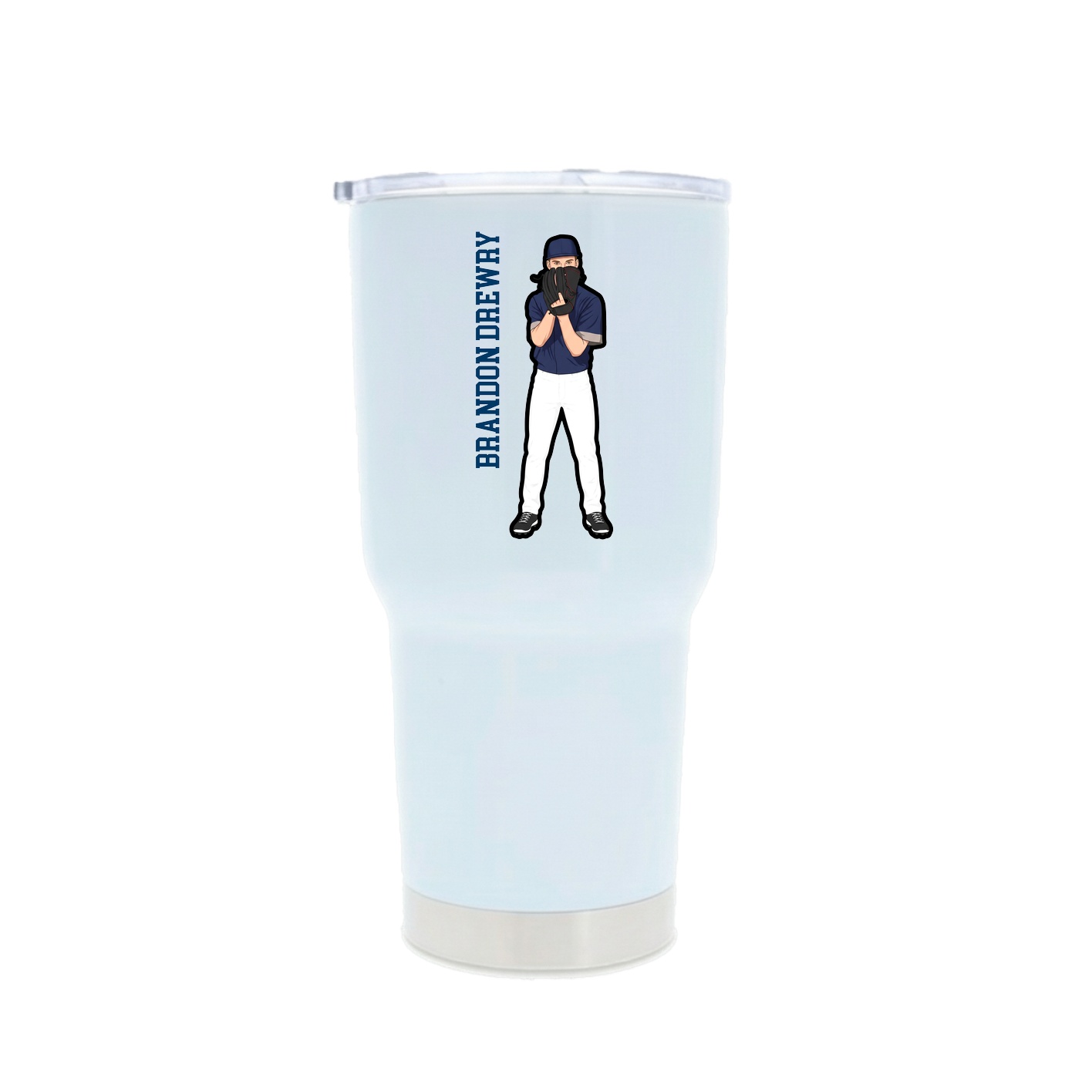 30oz Stainless Steel Tumbler — Name Vertical in White