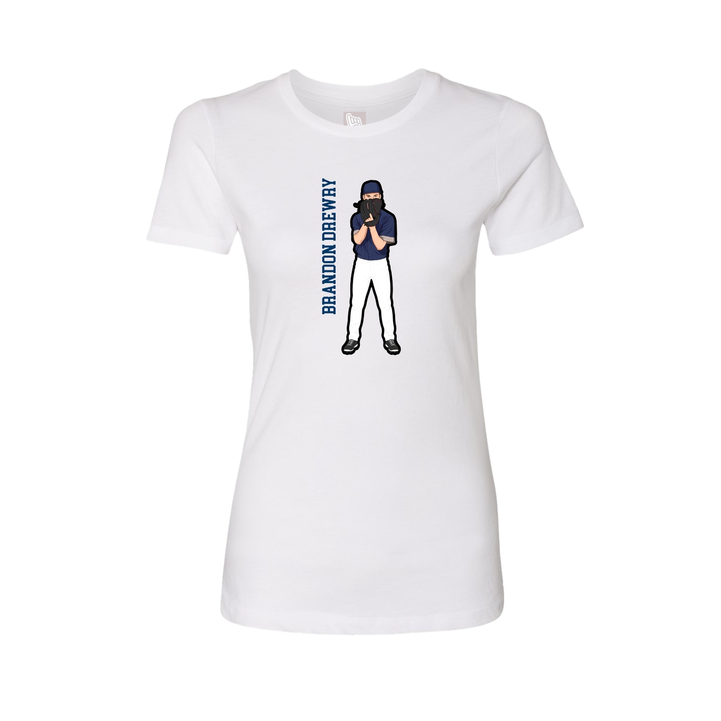 Fitted Women's Tee — Name Vertical in White
