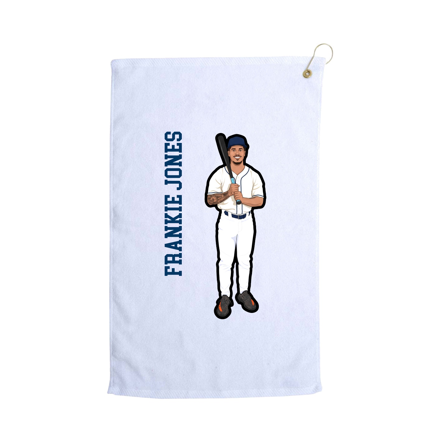 Golf Towel — Name Vertical in White