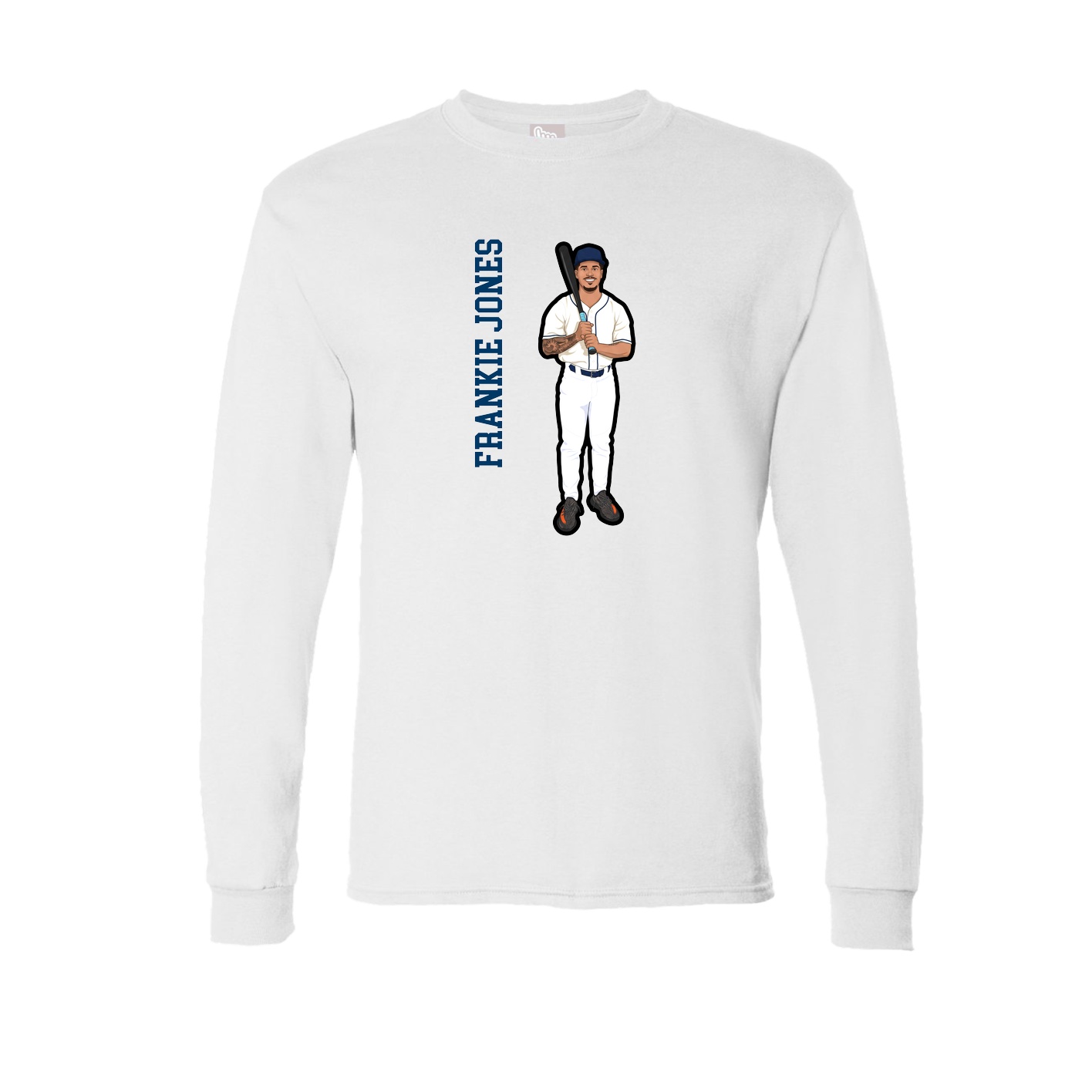 Long Sleeve Tee — Name Vertical in White