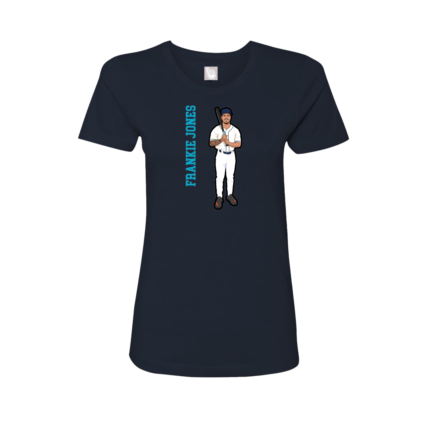 Fitted Women's Tee — Name Vertical in Navy