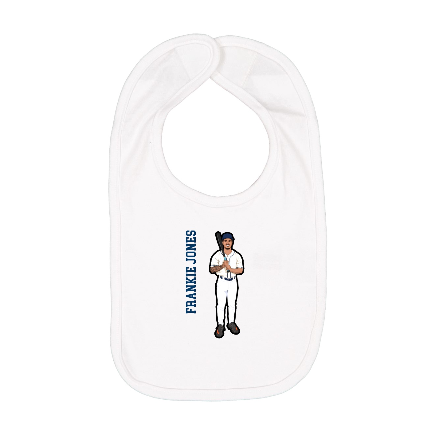 Infant Bib — Name Vertical in White