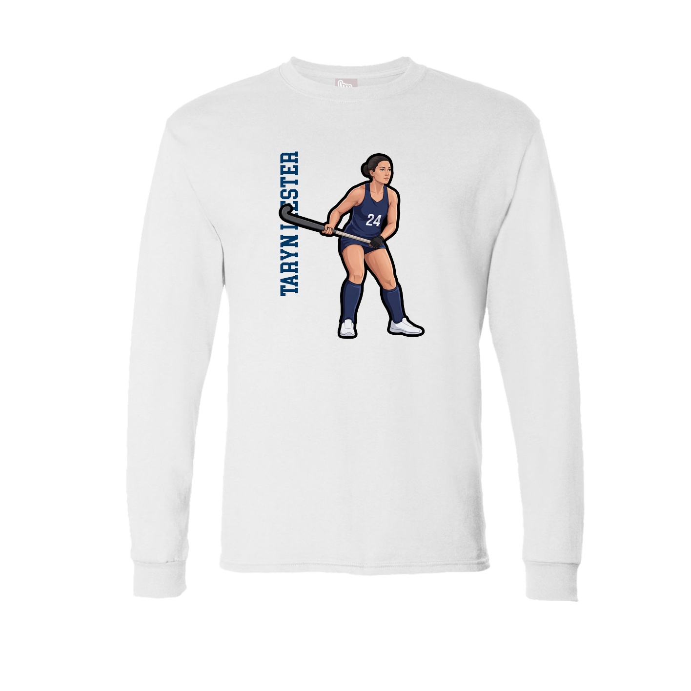 Long Sleeve Tee — Name Vertical in White
