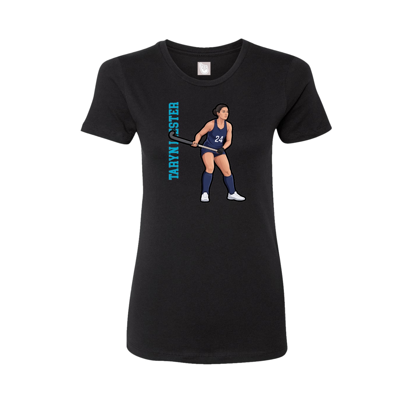 Fitted Women's Tee — Name Vertical in Black