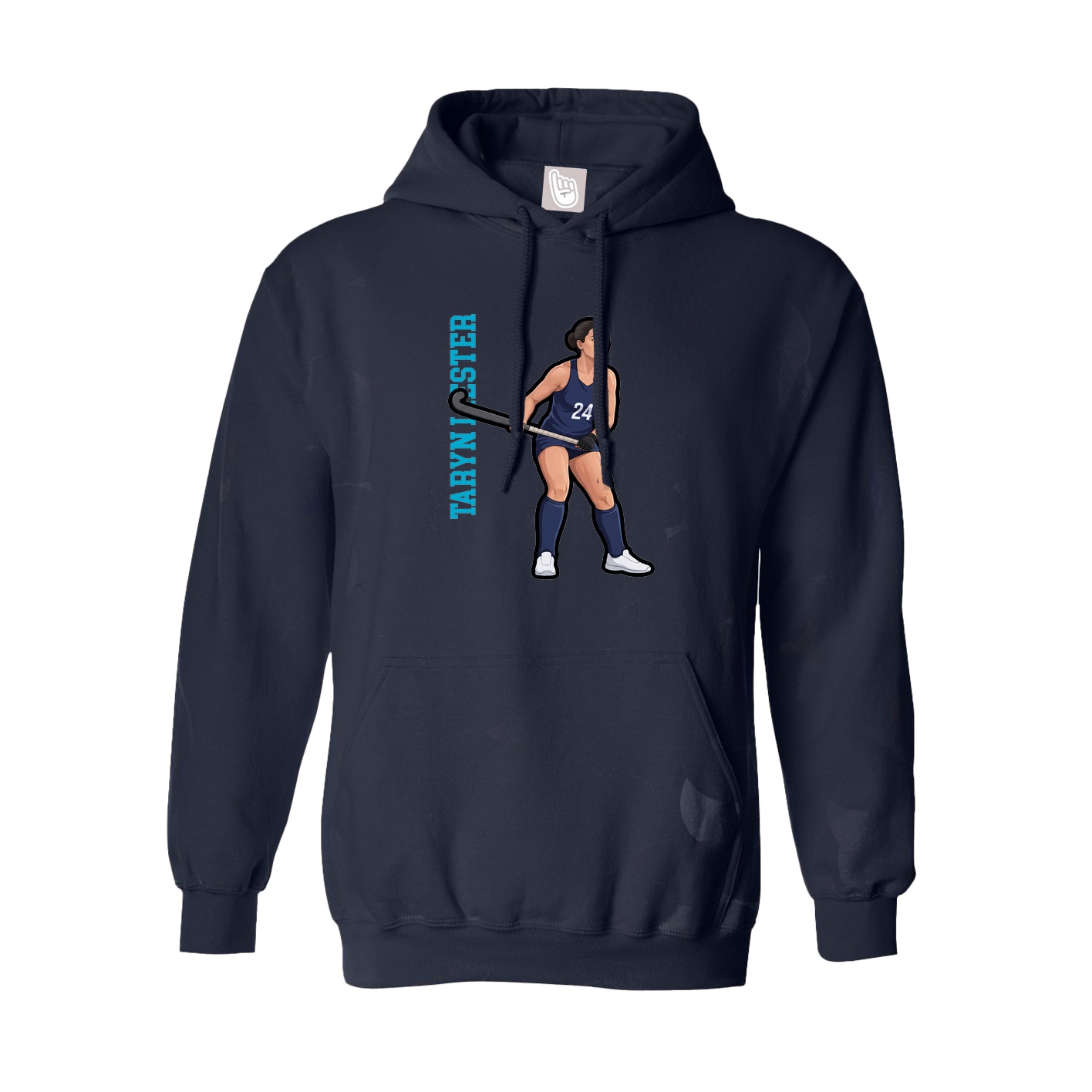 Hoodie — Name Vertical in Navy