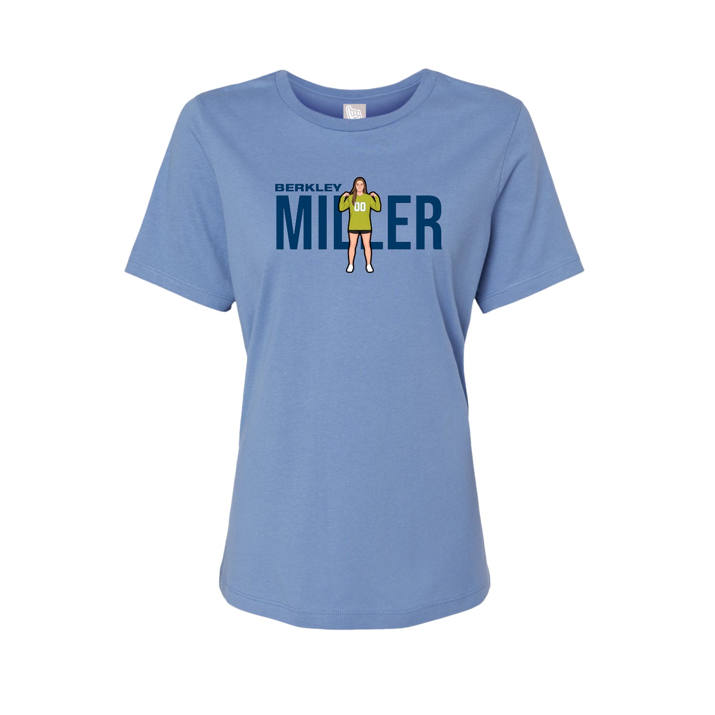 Fitted Women's Tee — Player Name in Powder Blue