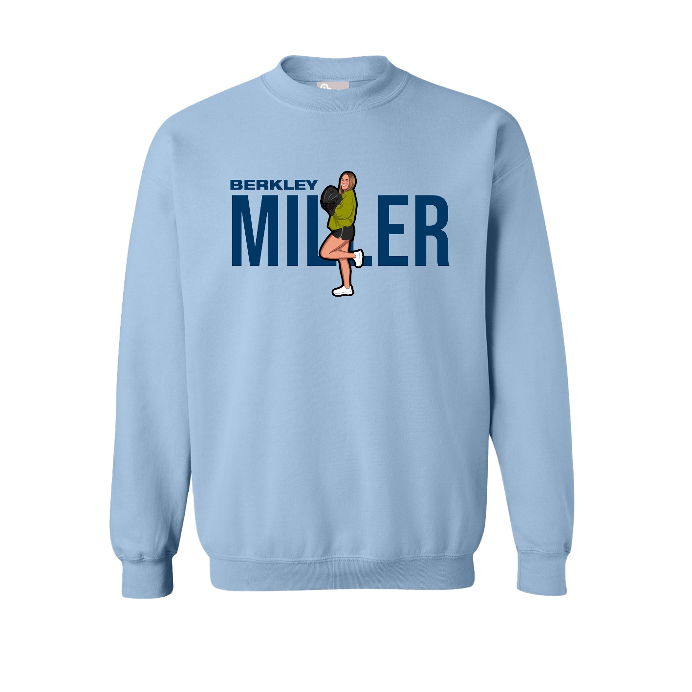 Fleece Crew — Player Name in Light Blue