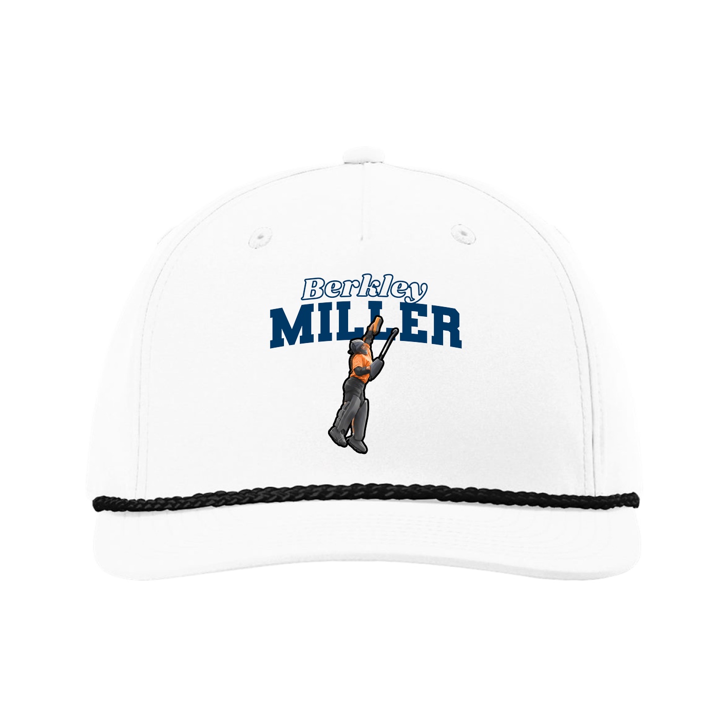 Five-Panel Classic Rope Cap — Name Arch in White