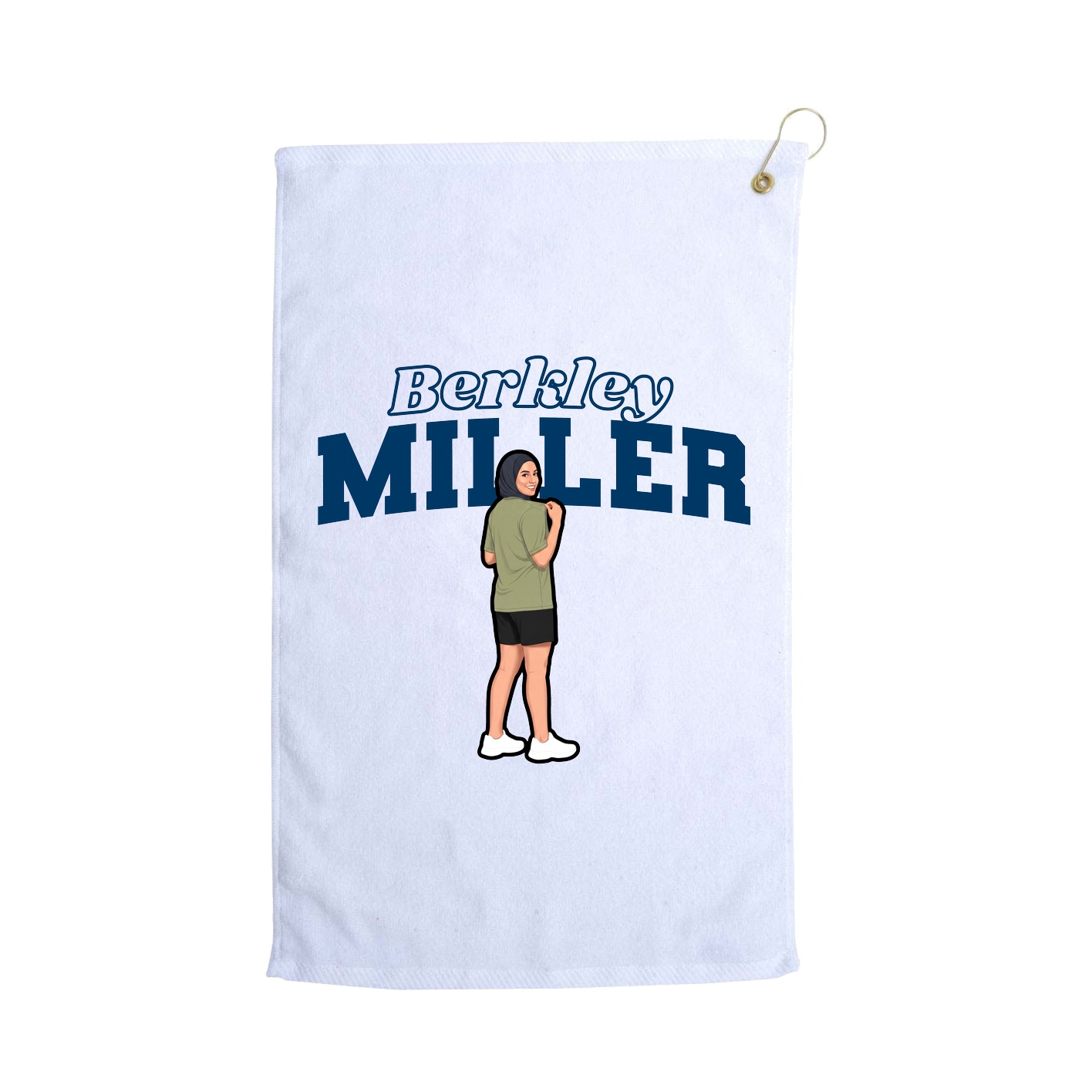 Golf Towel — Name Arch in White
