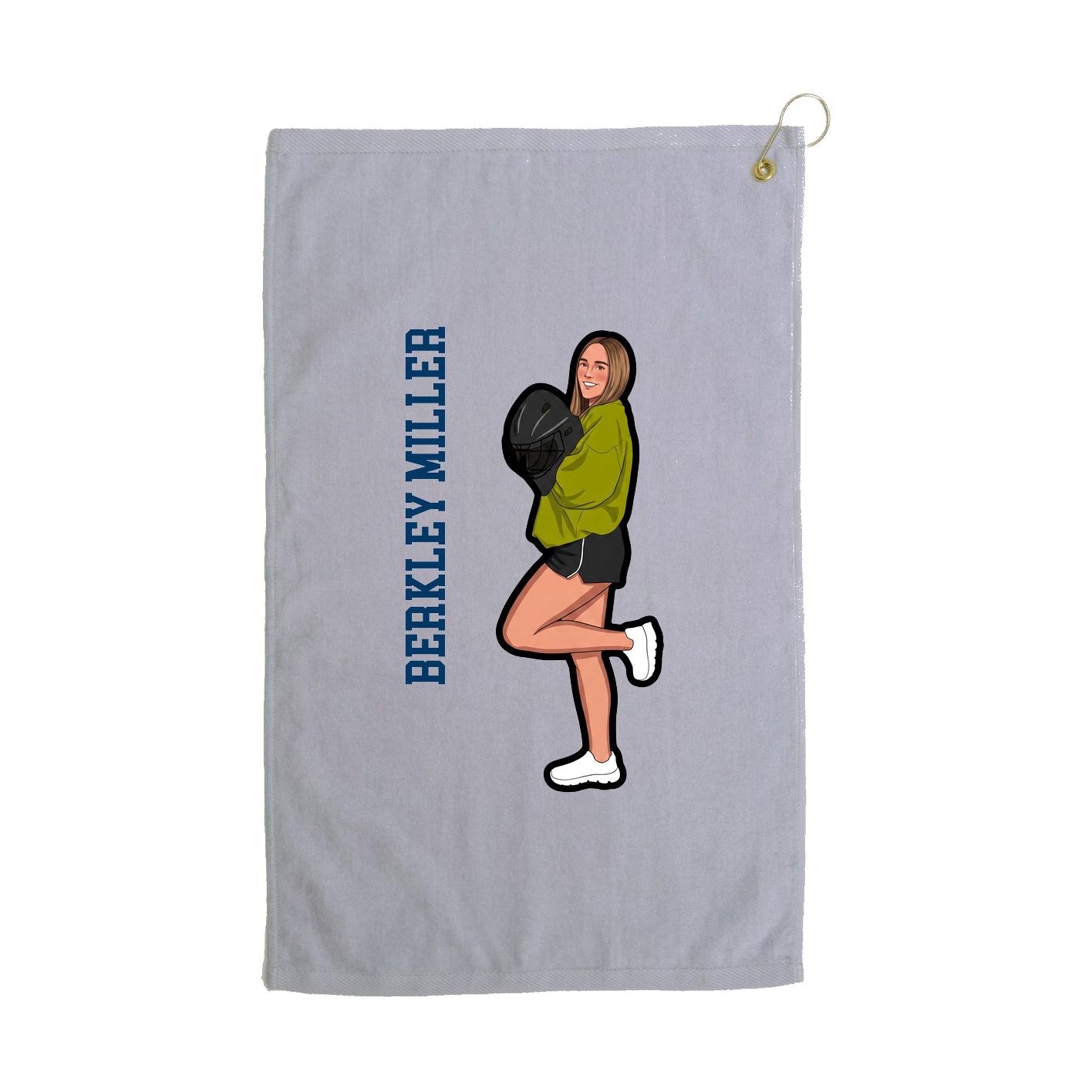 Golf Towel — Name Vertical in Grey