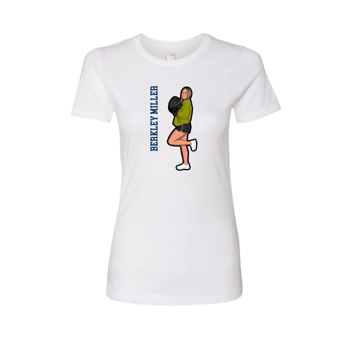 Fitted Women's Tee — Name Vertical in White