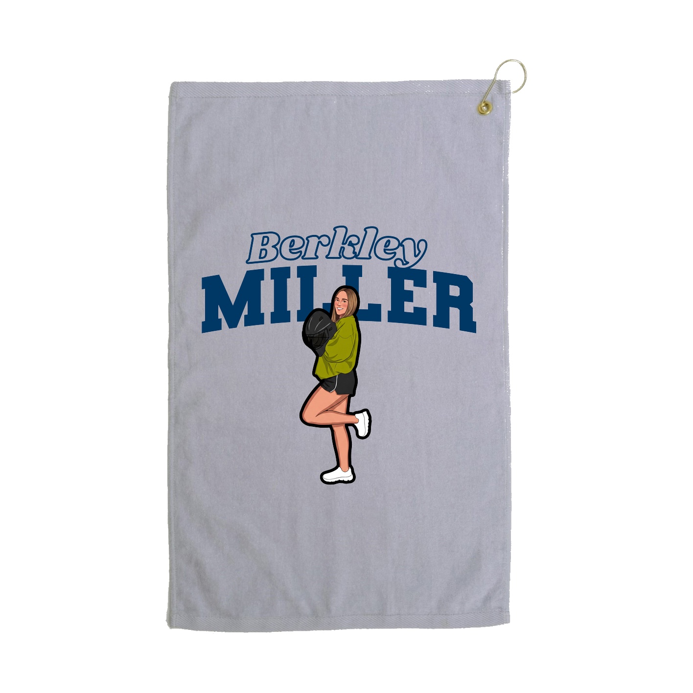 Golf Towel — Name Arch in Grey