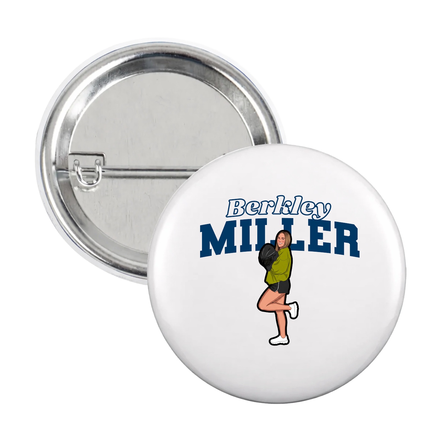 Game Day Button — Name Arch in White