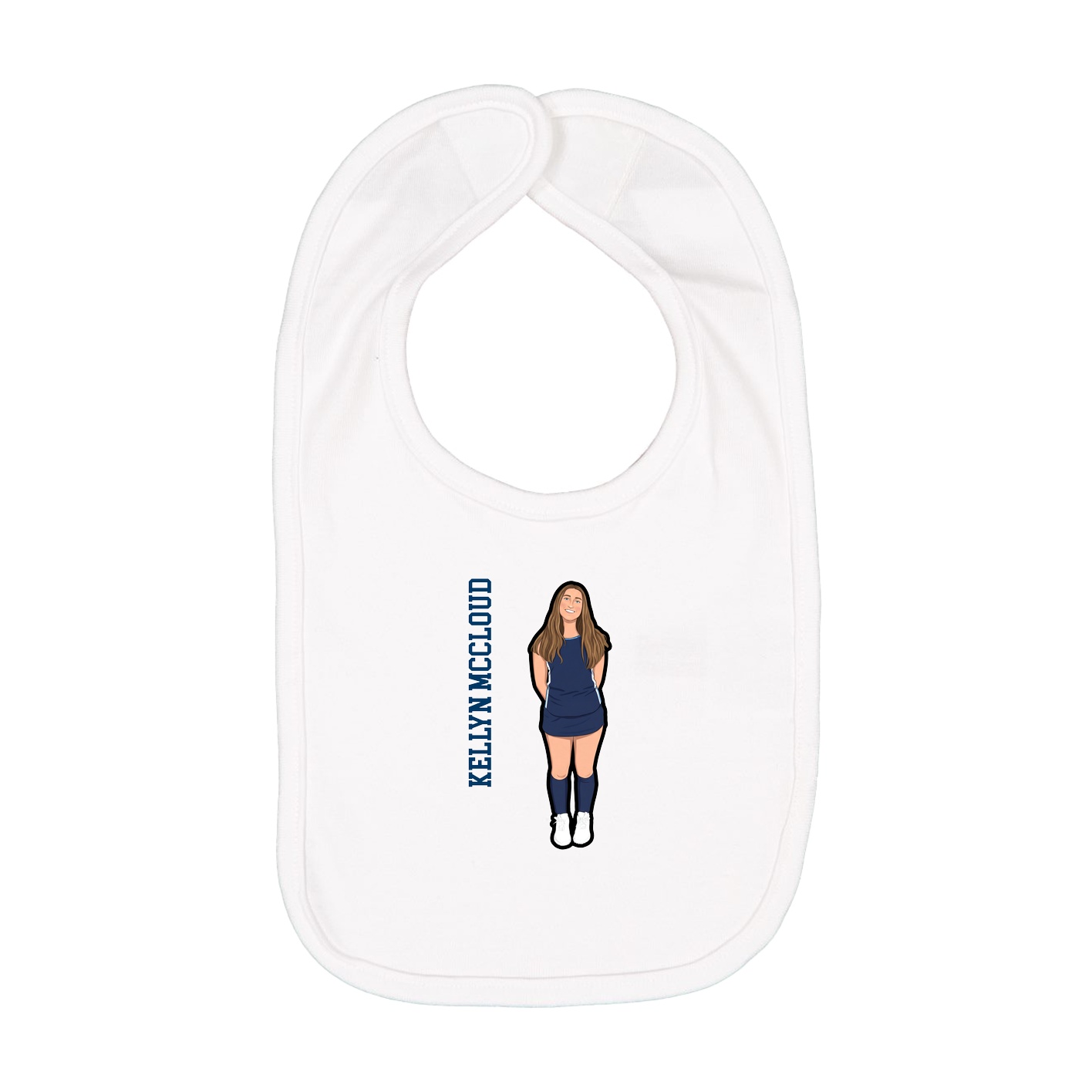 Infant Bib — Name Vertical in White