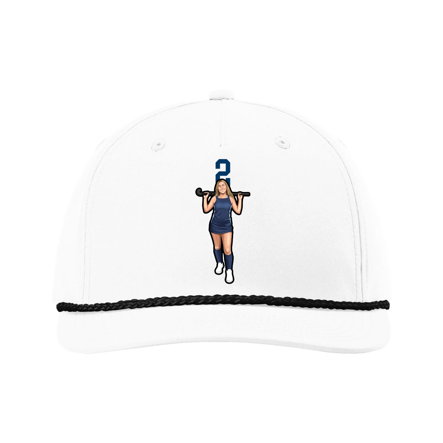Five-Panel Classic Rope Cap — Number Top in White