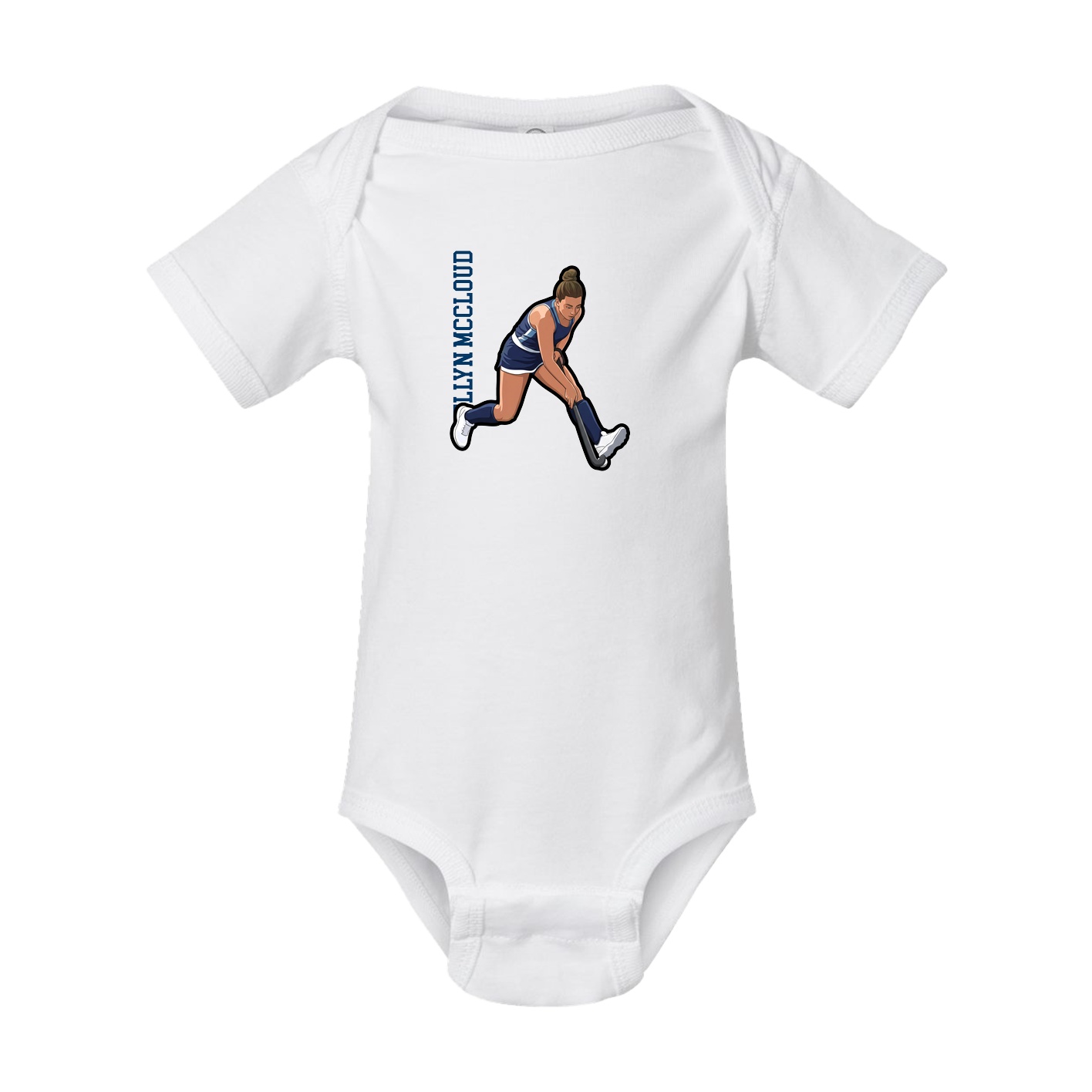 Baby Onesie — Name Vertical in White