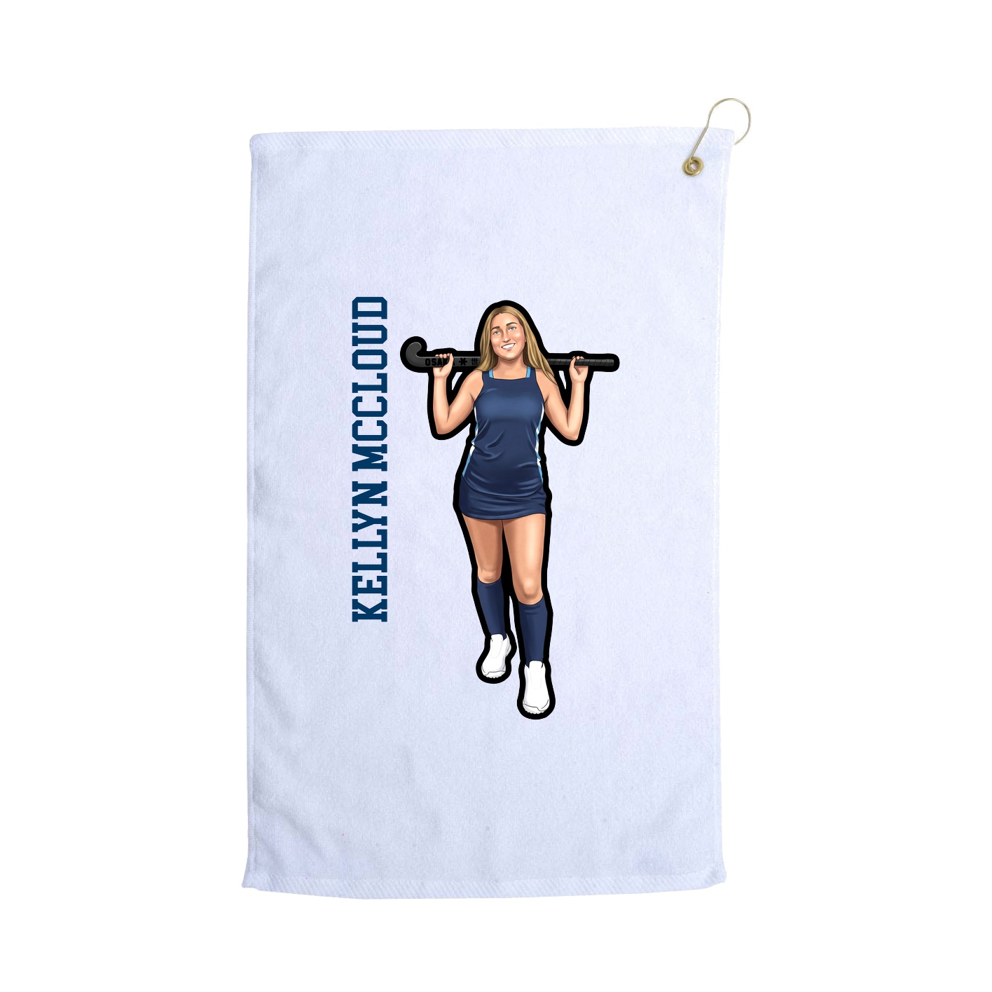 Golf Towel — Name Vertical in White