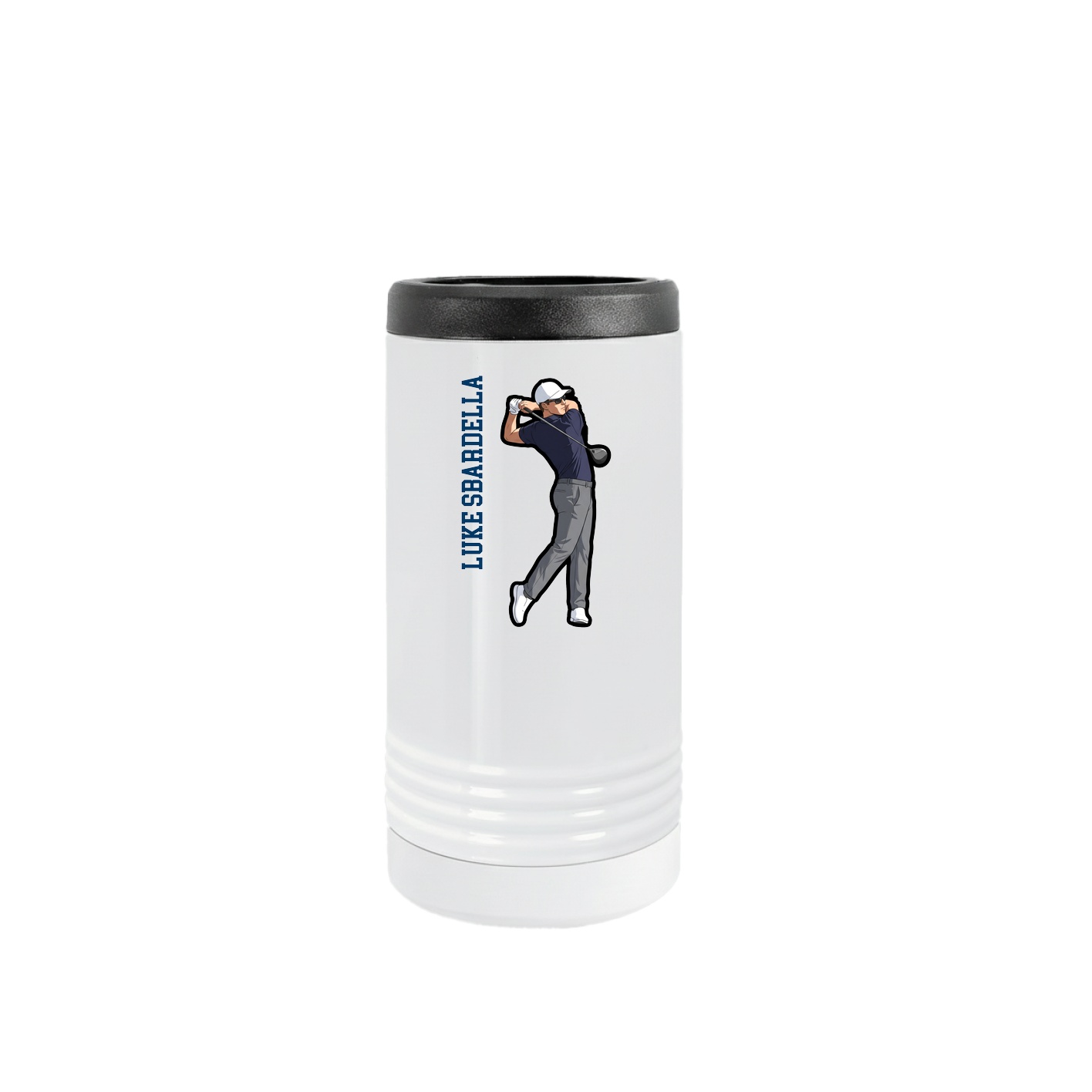 Slim Beverage Holder — Name Vertical in White