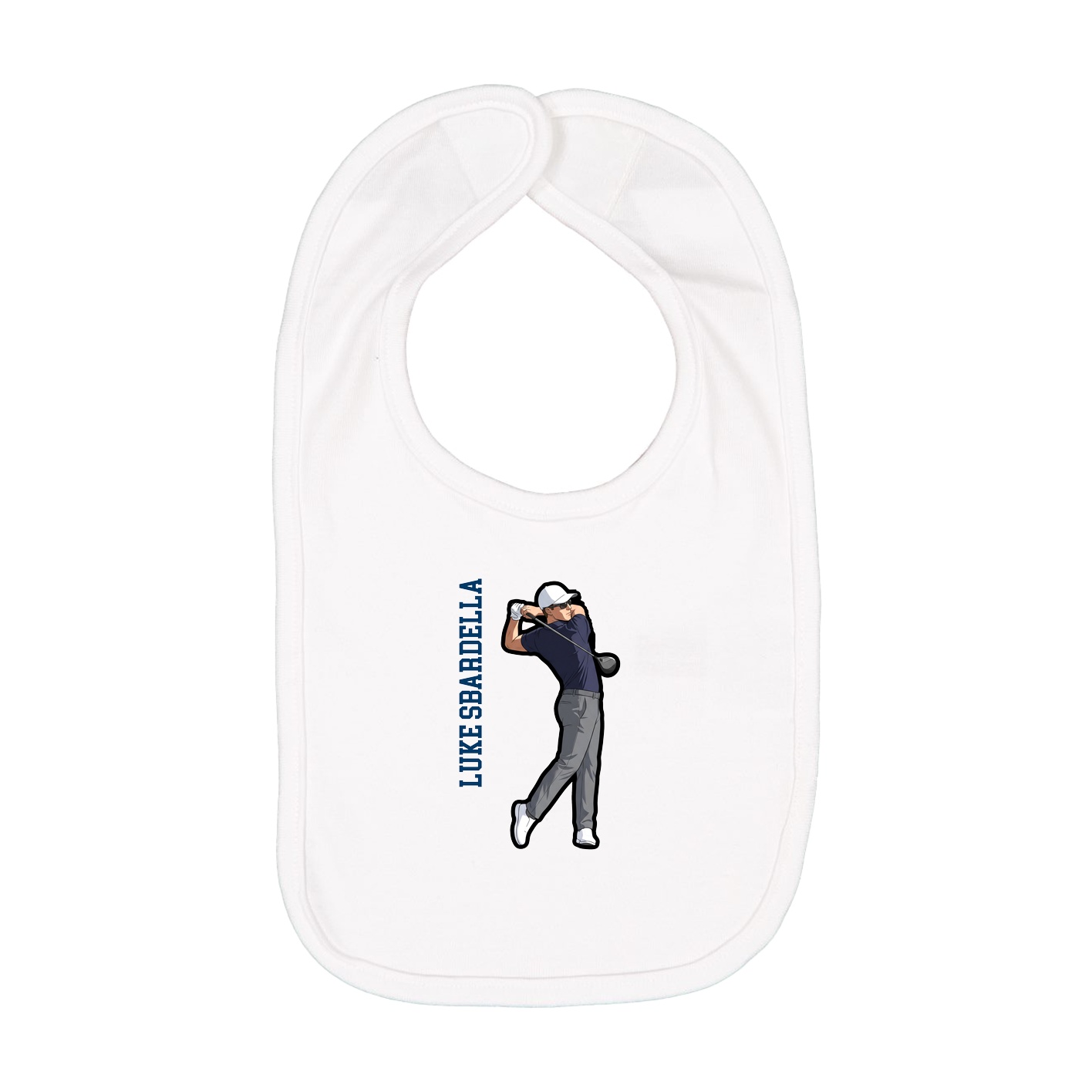 Infant Bib — Name Vertical in White