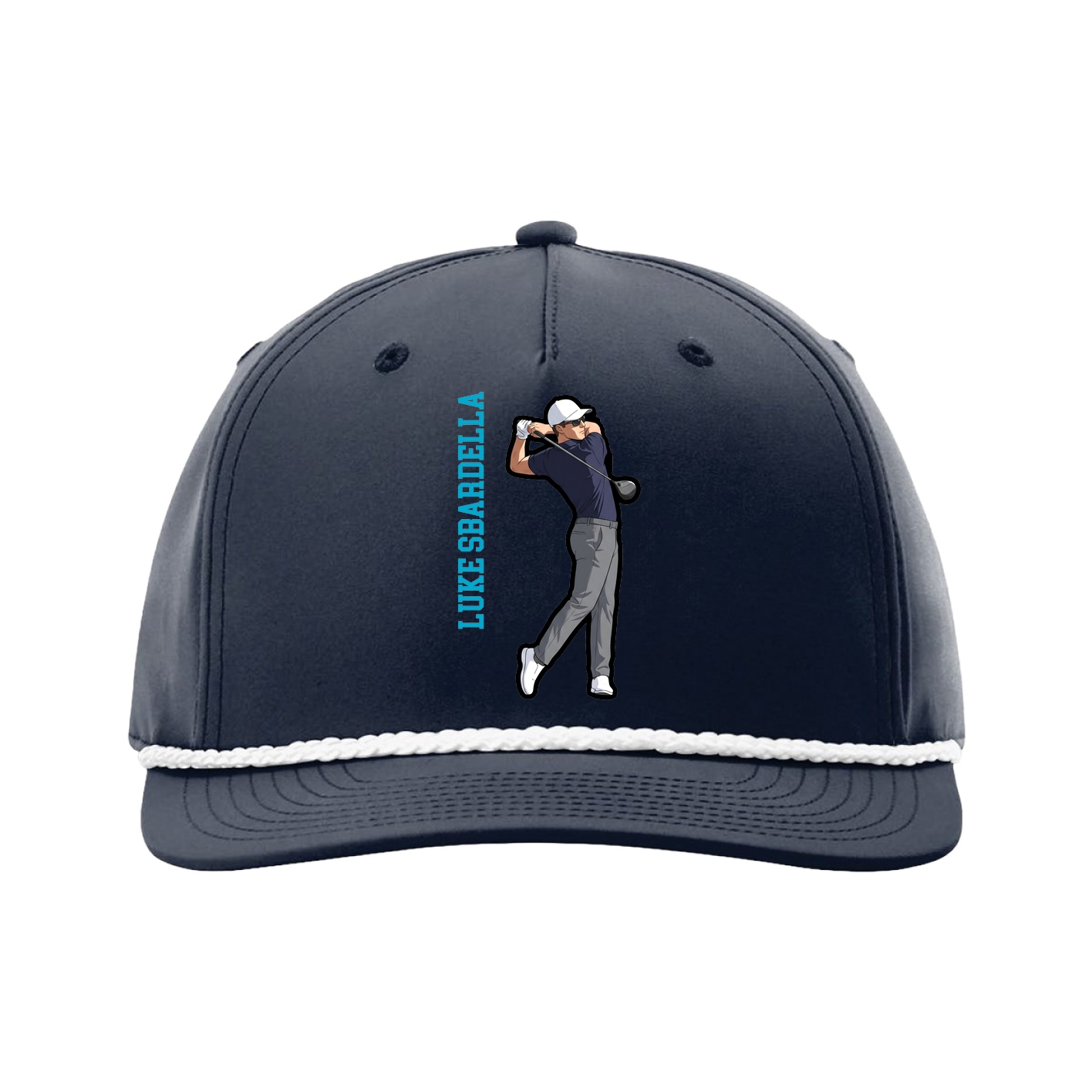 Five-Panel Classic Rope Cap — Name Vertical in Navy