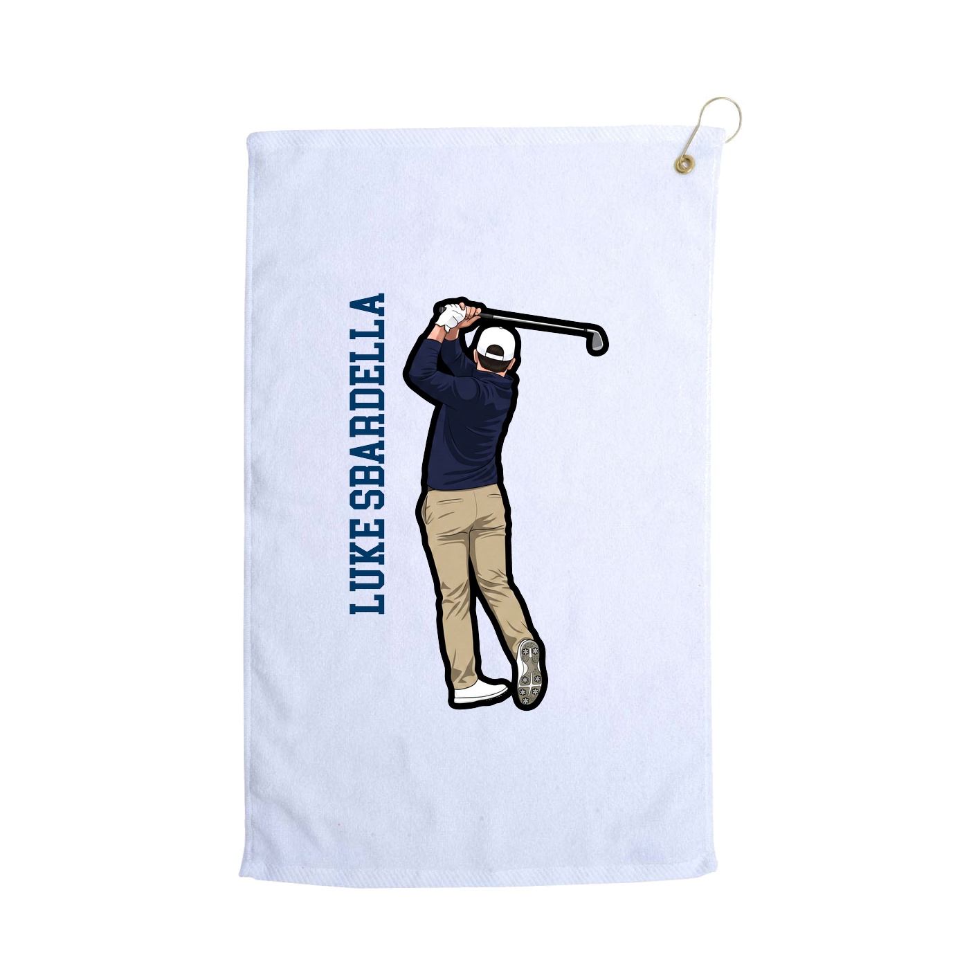 Golf Towel — Name Vertical in White