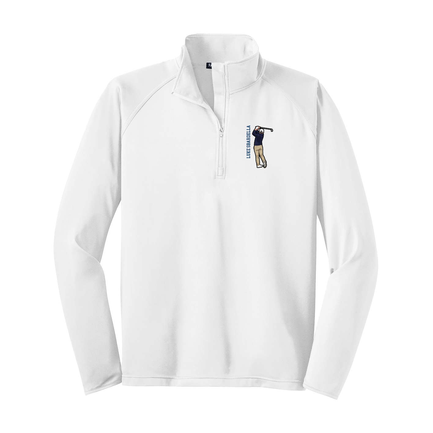Q-Zip Pullover — Name Vertical in White
