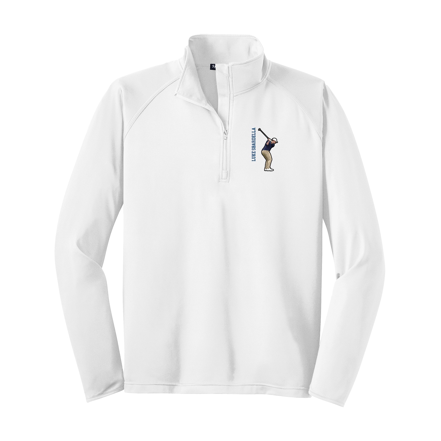 Q-Zip Pullover — Name Vertical in White