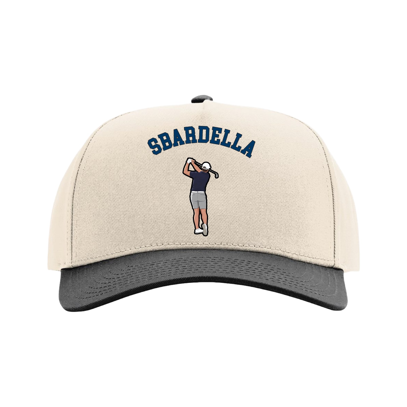 Full Fabric Five-Panel Champ Cap — Shirsey Arch in Cream/Black